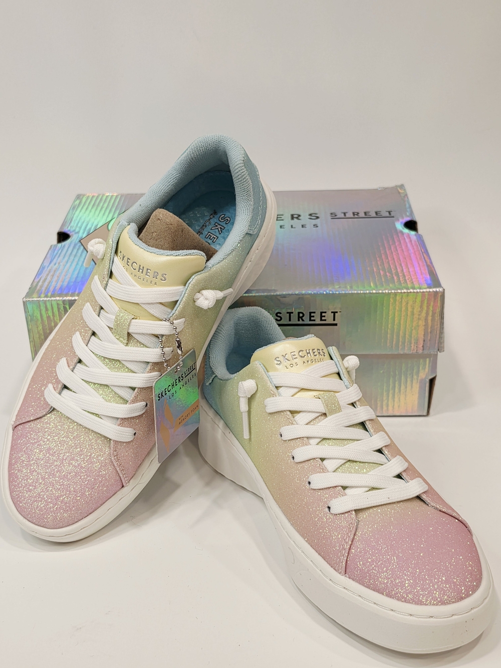 Skechers Street LA Court Break Enchanted Glitz Glitter Sneakers